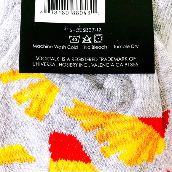 Expressions French Fry Fries Crew Socks Gray Red - Picture 4 of 5